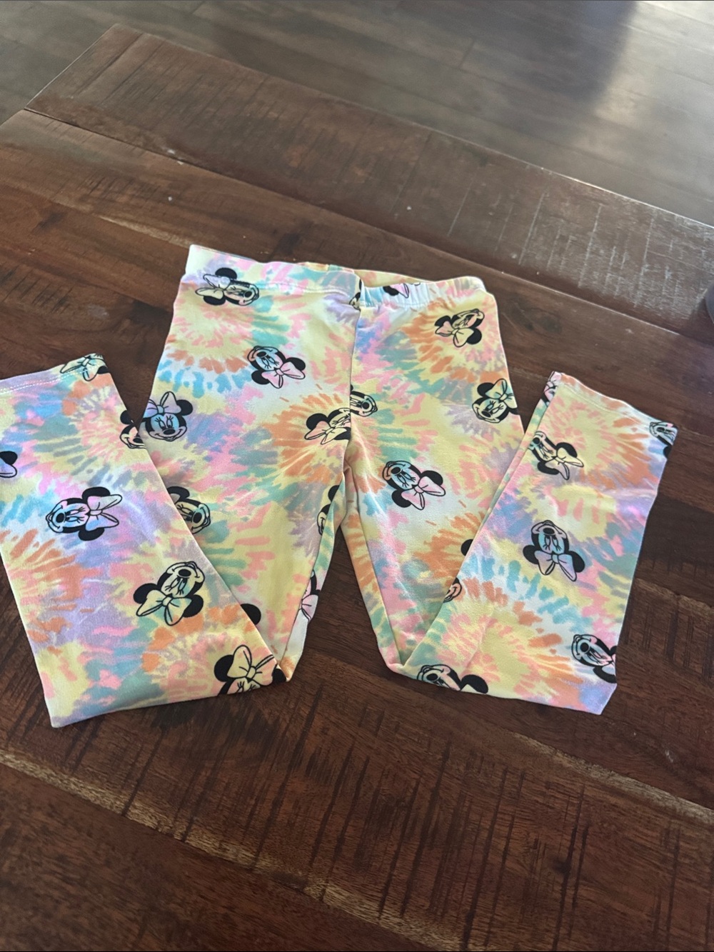 Disney Pastel Tie-Dye Minnie Mouse Leggings - Pink Blue Yellow